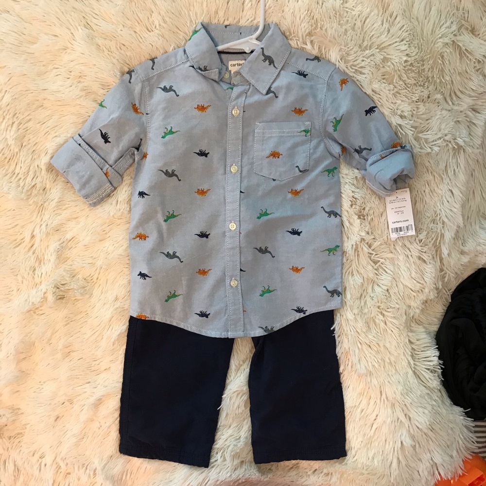 Dinosaur Button Down with Matching Pants